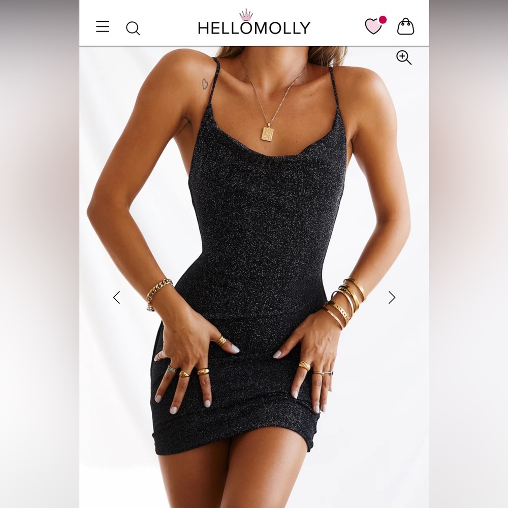 Hello Molly Black Sparkly Bodycon Mini Dress